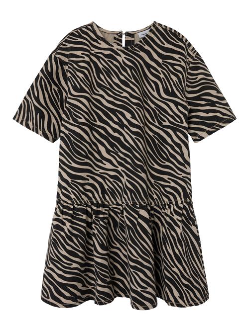 NAME IT Kjole Zebra Twill Cement Black Zebra