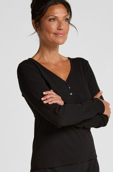 Hunkemöller Pyjamastop Henley sort