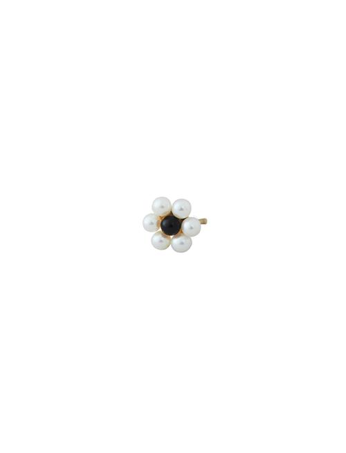 My Flower Earring Stud 7Mm W. Freshwater Pearls 1Pcs Design Letters Gold