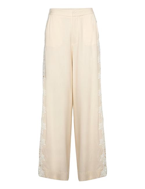 Stephanie Lace Detail Linen Pant Malina Cream