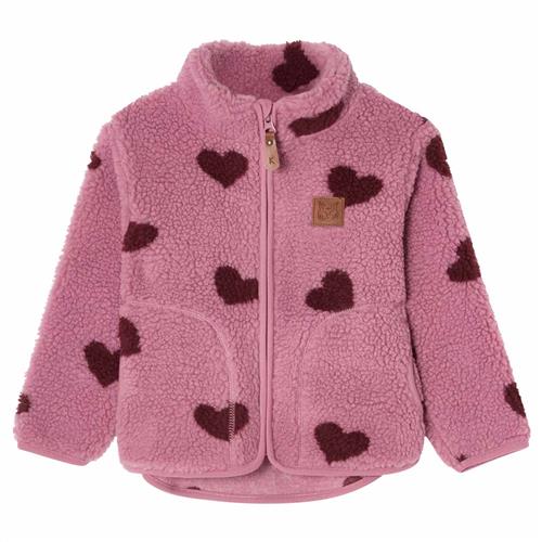 Kuling Austin Pile Fleece Jacket AOP Hearts 122 cm  Lilla  122 cm  Unisex