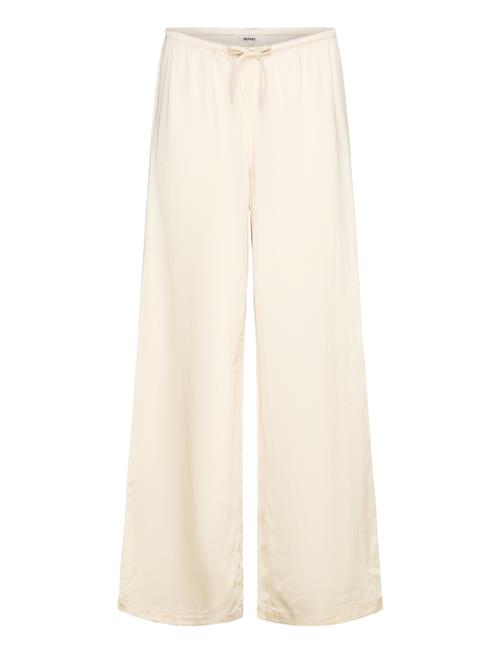 Low-Rise Relaxed Pull-On Satin Trousers Monki Cream