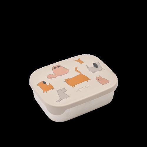 Liewood Arthur Madkasse Med Tryk Cats And Dogs Sandy  Cats and Dogs Sandy One Size  Beige  One Size 3+ Years unisex