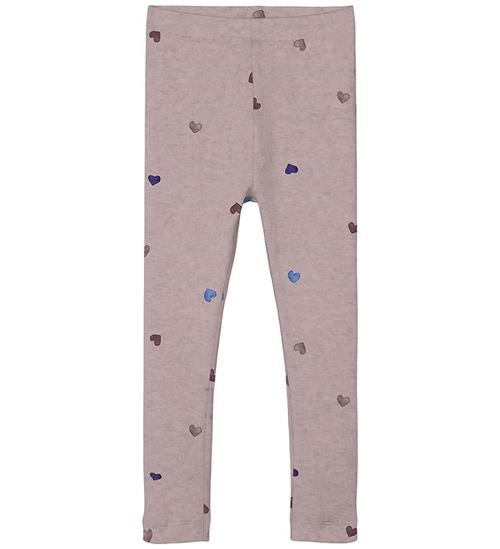 Name It Leggings - Noos - NmfNutti - Burnished Lilac m. Hjerter