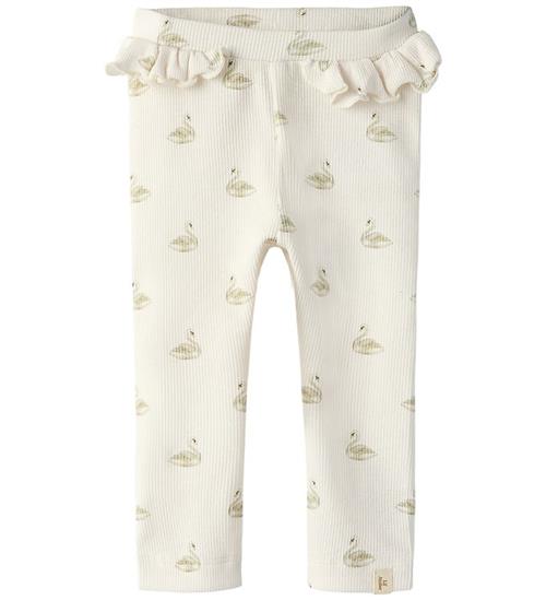 Lil' Atelier leggins - Rib - NbfGavo - Pastel Parchment/Swan