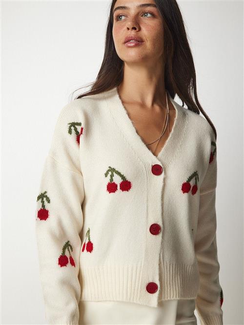 Happiness Istanbul Cardigan  creme / oliven / rød