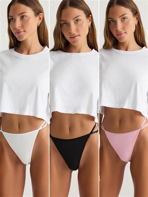 Trendyol String  lyserød / sort / hvid
