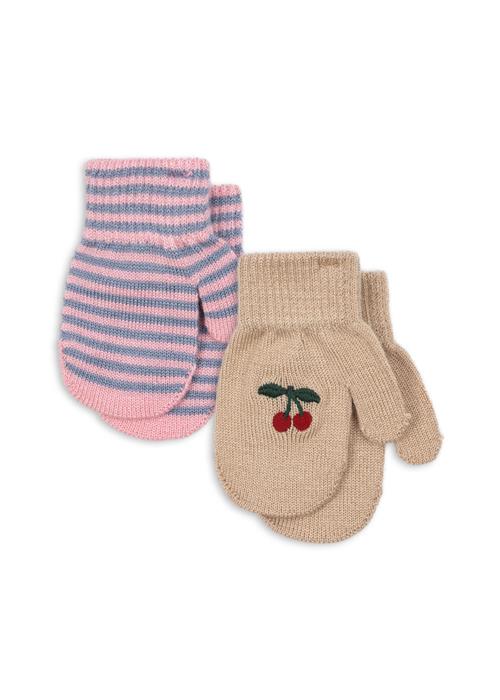 Konges Sløjd Filla 2-pak Vanter Cherry Stripe  2 Pack Filla Mittens Cherry Stripe One Size  Beige  One Size  kvinde