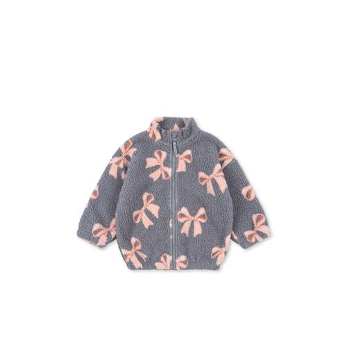Konges Sløjd Jody Teddy Jacket Grs Bella Blue Bow Jody Teddy Jacket Grs Bella Blue Bow 5-6 Y Fleece Blå  5-6 år  kvinde