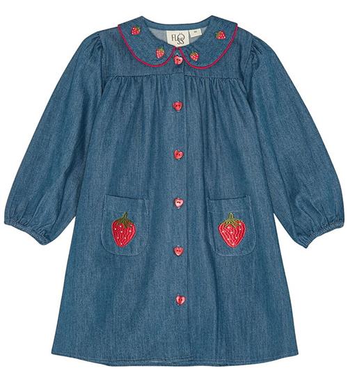 Flöss Kjole - Vilma - Denim - Mid Blue Strawberry