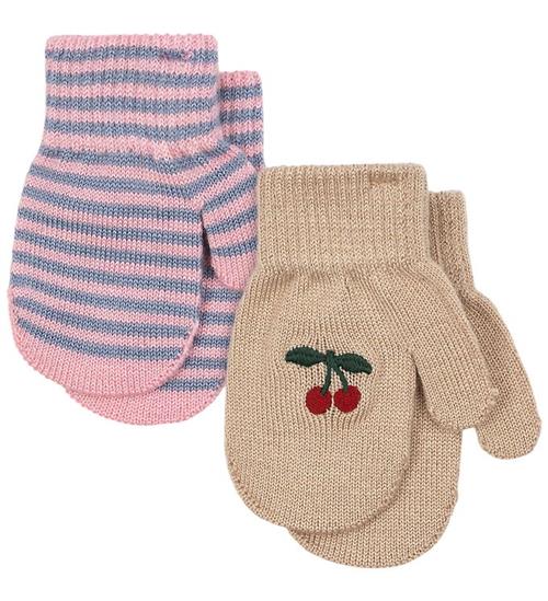 Konges Sløjd Luffer - Uld/Akryl - Filla - 2-pak - Cherry/Stripe