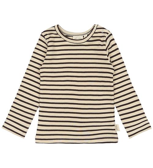 Petit Piao Bluse - Rib - Modal - Coffee Bean/Off White