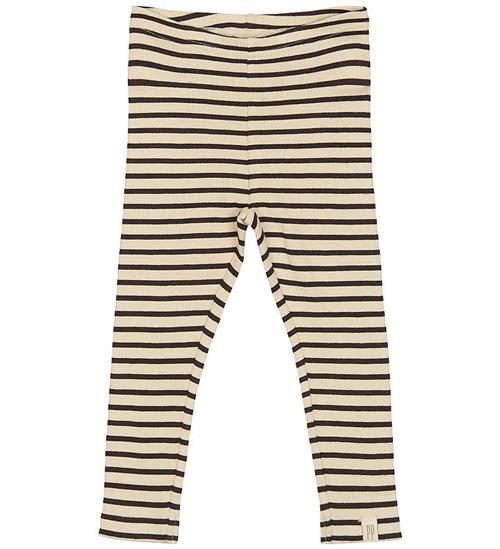 Petit Piao Leggings - Rib - Modal - Coffee Bean/Off White