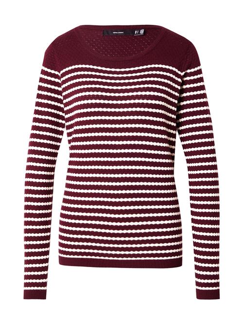 VERO MODA Pullover 'Care'  vinrød / hvid