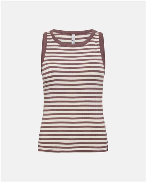 Se Tanktop "rib"  | Bambusviskose | Mørk rosastribet ved Intimo