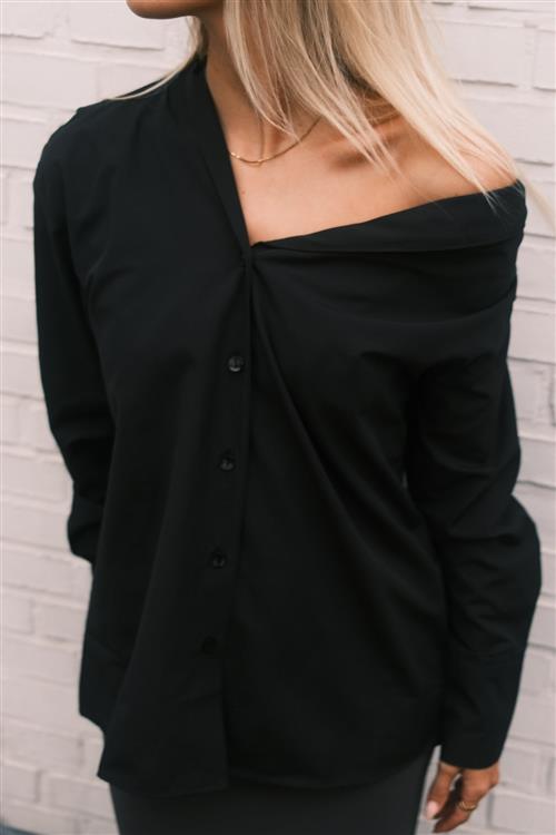 Serena Oversized Skjorte - Sort - TeeShoppen