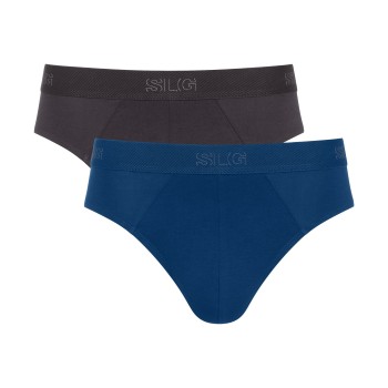 Sloggi 2P SLG Base Midi Briefs Sort/Blå bomuld XX-Large Herre