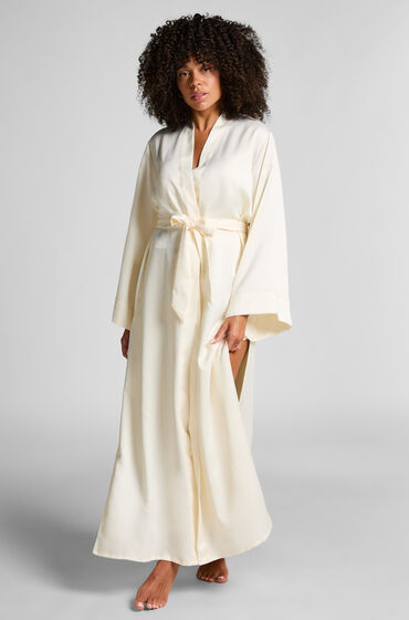 Hunkemöller Floral lang satin kimono hvid