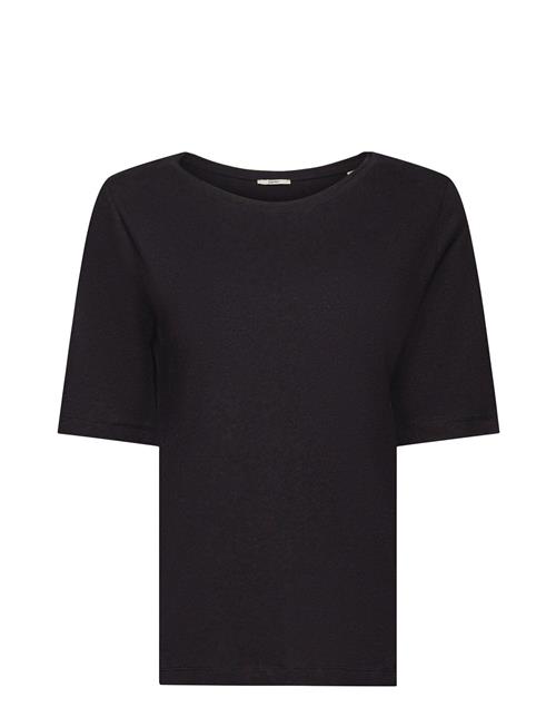 Linen Blend T-Shirt Esprit Casual Black