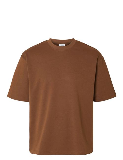 Slhlooseoscar Ss O-Neck Tee Noos Selected Brown