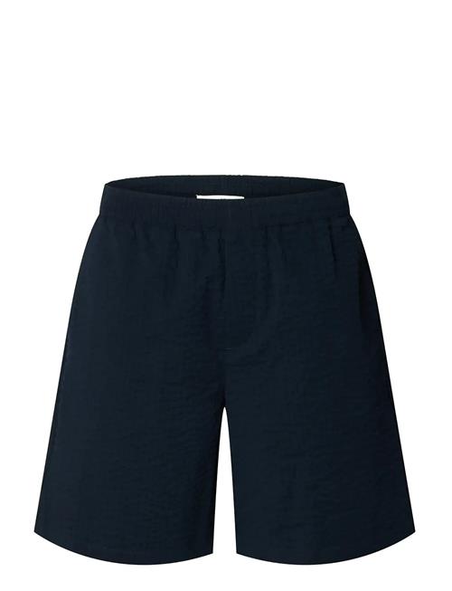 Slhloose-Ace Seersucker String Shorts Selected Navy