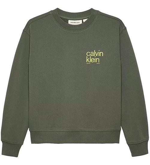Calvin Klein Sweatshirt - Relaxed Back Print - Thyme Green m. Gu