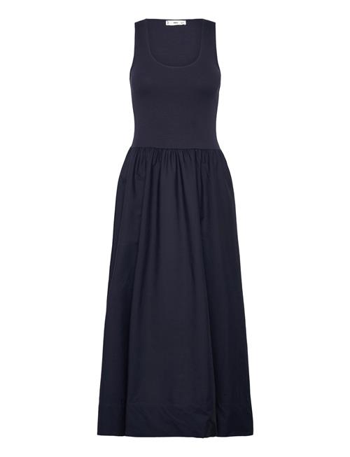 Flared Dress In Combined Fabric Mango Navy