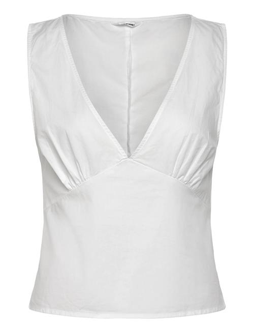 Sleeveless V-Neck Cotton Poplin Top Weekday White