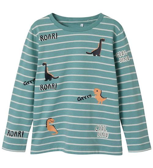 Name It Bluse - NmmPtenne - Mineral Blue m. Dinoer