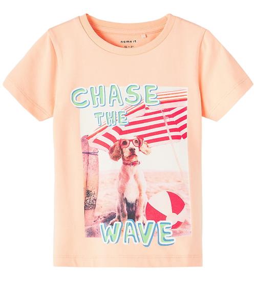 Name It T-shirt - NmmPfeodor - Peach Nectar m. Print