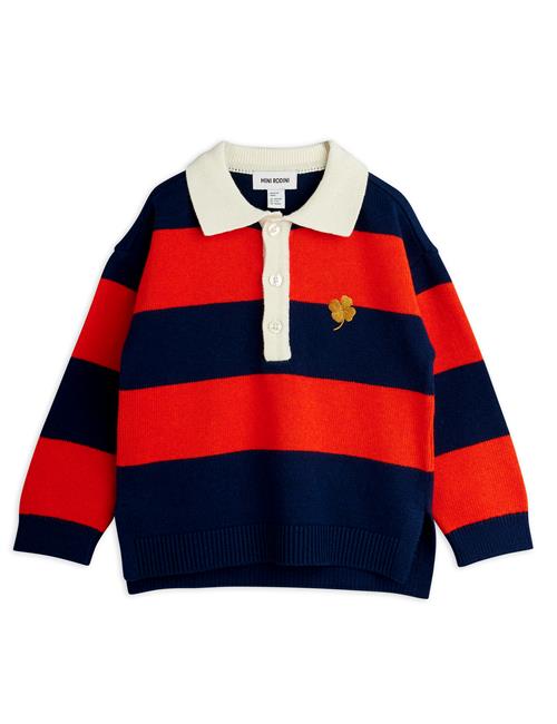 Mini Rodini GOTS Clover Emb Strikket Rugby-sweater  Red 104/110 cm  Rød  104/110 cm  mand