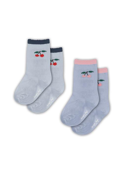 Konges Sløjd Konges Sløjd 2-pak Jaquard Frill-strømper Blue Fog Purple Impression  2 Pack Jaquard Frill Socks Blue Fog Purple Impression 25-28 EU  Blå