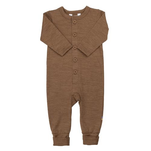 Joha Uld Onesie Med 2-i-1-fod Warm Brown  Warm brown-80 cm Wool Brun  80 cm  Unisex
