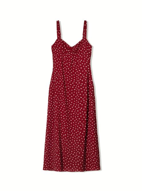 Bershka Sommerkjole  mørkerød / offwhite