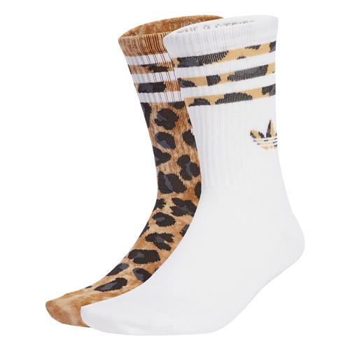 Se ADIDAS ORIGINALS Sokker 'Leopard Crew 2 Pairs'  karamel / mørkegrå / sort / hvid ved About You