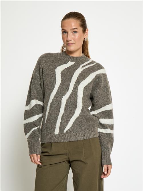 DESIRES Pullover 'Johanne'  grøn / hvid