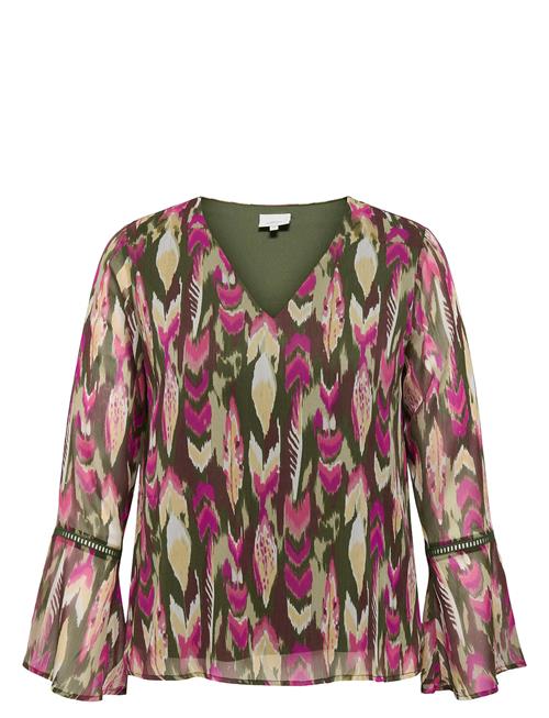 Caraugustina Life V-Neck Ls Blouse Aop ONLY Carmakoma Burgundy