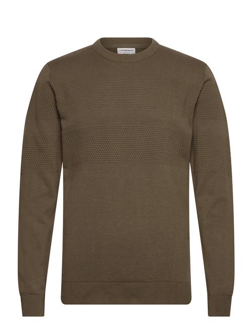 Purl Knit O-Neck Jumper Lindbergh Khaki