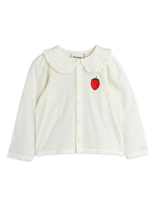 Mini Rodini GOTS Strawberry Emb-bluse  White 116/122 cm  Hvid  116/122 cm  kvinde