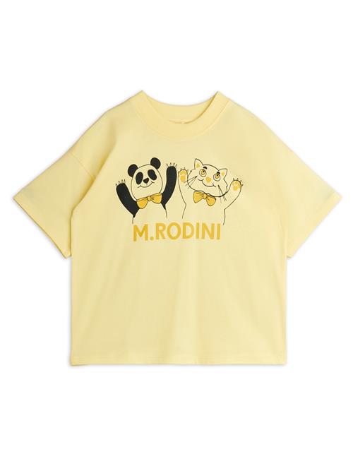 Mini Rodini GOTS Panda & Cat Tee Yellow  Yellow 80/86 cm  Gul  80/86 cm  Unisex