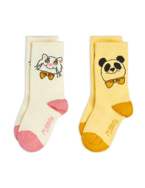 Mini Rodini Cat & Panda 2-pak Sokker  Multi 20-23 EU  Hvid  20-23 EU  Unisex