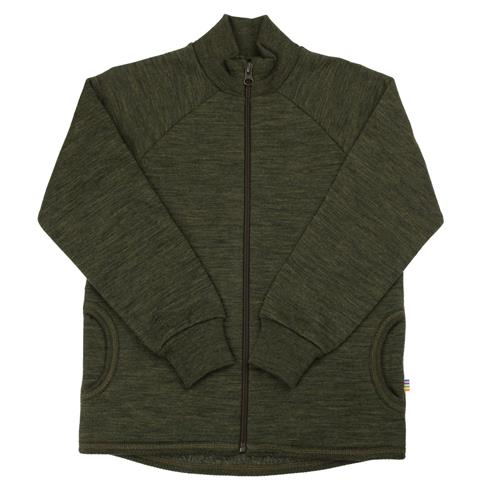 Joha Uldcardigan Med Lynlås Moss Green  Moss green-70 cm Wool Grøn  70 cm  Unisex