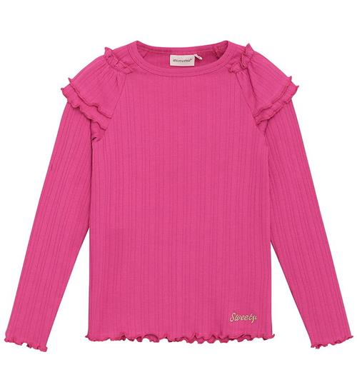 Minymo Bluse - Rib - Fuchsia Fedora