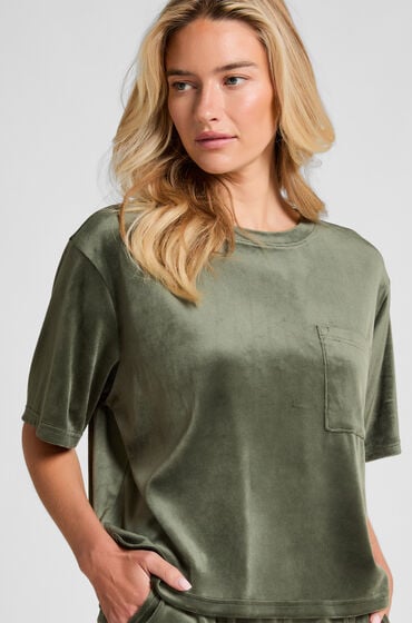 Hunkemöller Top fløjl Pocket Grøn