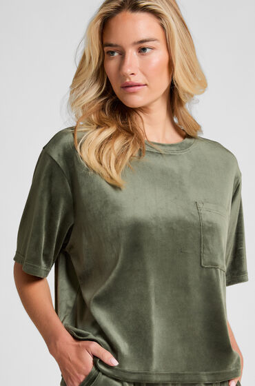 Hunkemöller Top fløjl Pocket Grøn