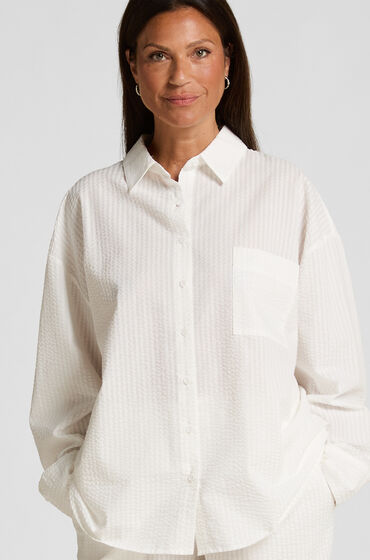 Hunkemöller Pyjamatop Bomuld Seersucker Hvid