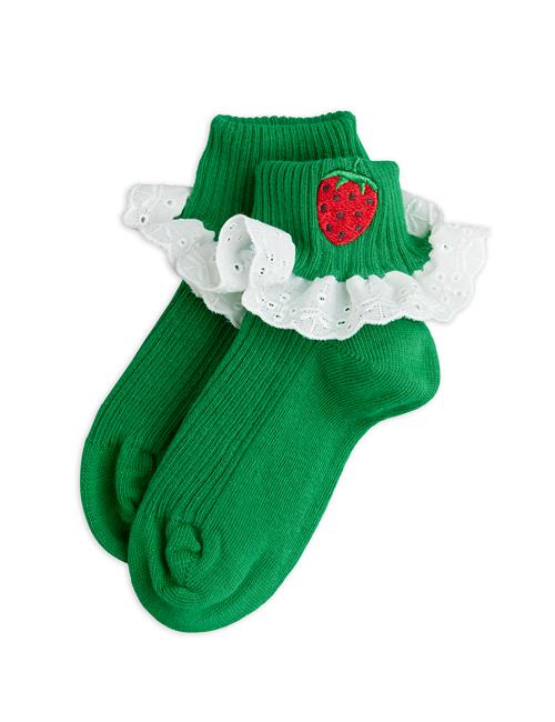 Mini Rodini Strawberry Emb Sokker Green  Green 28-31 EU  Grøn  28-31 EU  kvinde