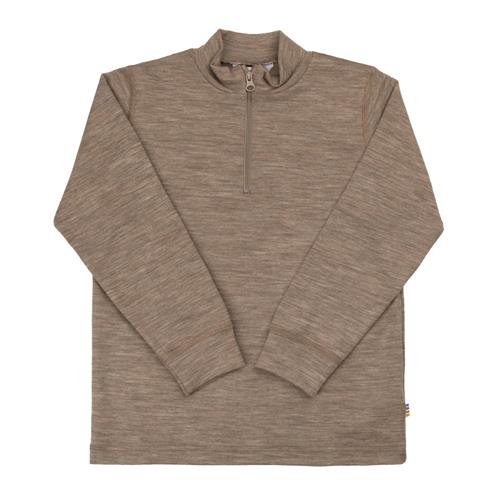 Joha Uldtop Med Halv Lynlås Beige Melange  Beige Melange-120 cm Wool Beige  120 cm  Unisex