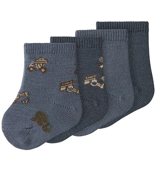 Name It Strømper - Uld/Bomuld - 4 pak - NbmWak - Folkstone Gray/