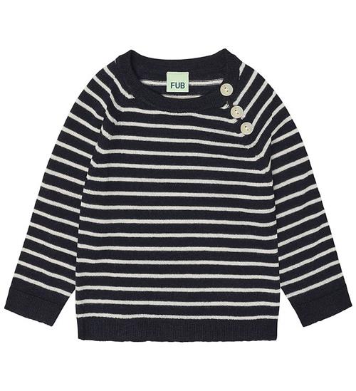 FUB Bluse - Strik - Uld - Dark Navy/Ecru